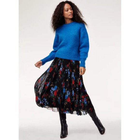 Aritzia WILFRED Serment Bright Cobalt Blue Fuzzy Mohair Oversized Sweater Size M - Picture 10 of 13